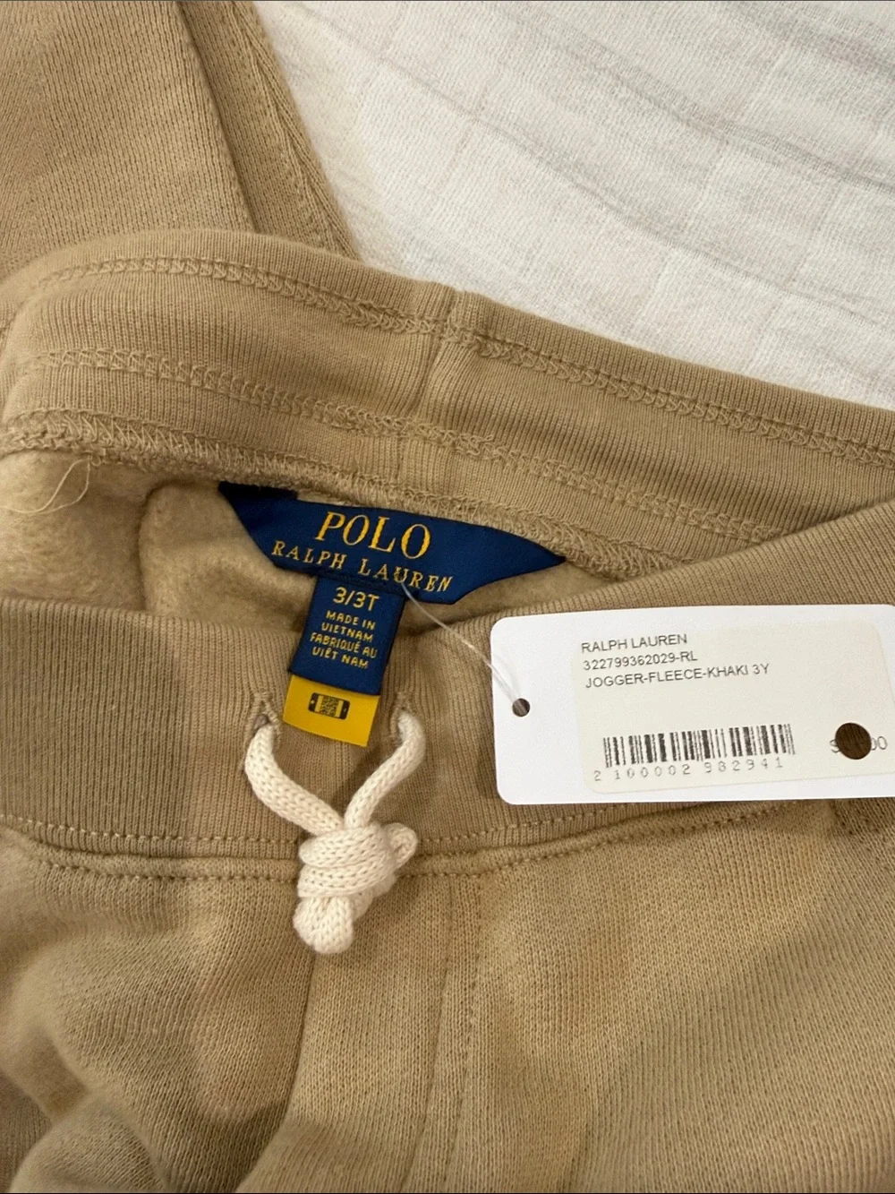 NWT Ralph Lauren Boys Khaki Drawstring Joggers